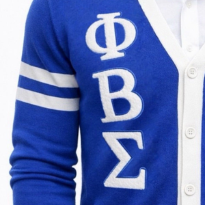 Phi Beta Sigma Blue <b>Cardigan</b> <b>Sweater</b> Men Greek Letter Embroidered Button Down Premium Knit Fraternity Apparel 1914 Classic Style - Product Image 4