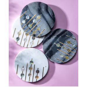 Sous-verres contemporains écologiques en marbre, durables, lavables, en pierre naturelle, pour la décoration de table, tapis et dessous-de-plat confortables - Product Image 3