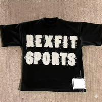 Rexfit Sports Schwergewichts-Blanko-T-Shirt mit individuellem Druck, Vintage Acid Wash, verwaschen, Distressed Street Style Tee
