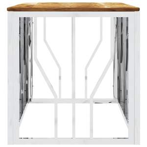 Table basse en bois d'acacia de taille moyenne avec accents en acier inoxydable argenté - Product Image 4