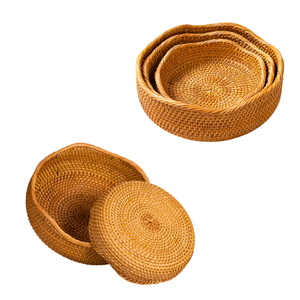 Premium Eco-friendly Handmade Wicker <b>BREAD</b> RATTAN <b>BASKET</b> / TRAY with Scallop Weaving Edge – Natural Handmade Organizer - Product Image 1