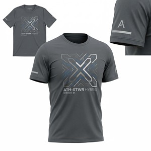 เสื้อฮิบริดทรงโอเวอร์ไซส์ Y2K พิมพ์โลโก้ตามสั่งสำหรับผู้ชาย ผ้าคอตตอนด้าน 100% สไตล์ฟิวเจอร์ริสติก แนวสตรีทแฟชั่น เสื้อผ้ากีฬาเทคแวร์ แขนสั้น - Product Image 2