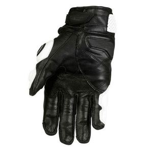 Guantes de Carreras de Dedo Completo de Cuero Negro con Paneles Blancos, Cierre de Gancho y Bucle, Correa de Muñeca Ajustable para Motocross - Product Image 3