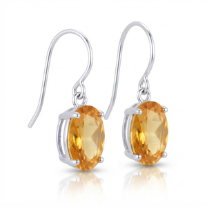 High Quality 925 Sterling Silver Rhodium Plated Bohemian <b>Citrine</b> Hook Danglers Pear Shape Claw Setting Women's <b>Earrings</b> Party - Product Image 2
