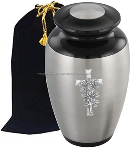 Urne de crémation pour adultes en métal fabriqué à la main pour cendres Rose on Cross-Fournitures funéraires de qualité supérieure Urne de crémation pour adultes - Product Image 2