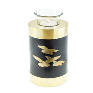 Urna Funeraria de Metal Azul con Detalles en Latón Grabado, Estilo Moderno, para Guardar Cenizas - Product Image 4