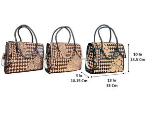 Bolso Tote de Cuero Vacuno a Cuadros, Bolso de Hombro de Piel con Pelo Hecho a Mano para Mujer, Correa Ajustable, Bolsos de Regalo de Moda - Product Image 2