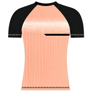 Light <b>Peach</b> Black Raglan Sports Jersey Short Sleeve Crew Neck Breathable Athletic Training Team Uniform Performance <b>Shirt</b> - Product Image 2