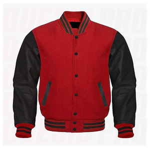 Veste varsity pour homme, bleu marine, manches en cuir PU, boutons sur le devant, style décontracté, longueur normale, col rabattu, respirante - Product Image 3