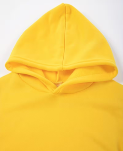 Men's Yellow Hoodie Sweatpants Set Solid Color Casual Breathable 380g Autumn Wear Polyester/Cotton French Terry Knitted Fabric - Product Image 3
