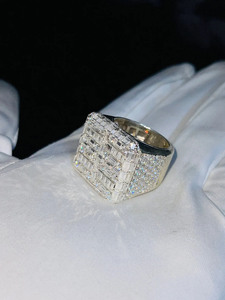 Baguette Cut Moissanite Diamond Cluster Engagement <b>Ring</b> Him Sterling Silver Wedding <b>Ring</b> <b>Men</b> Iced Championship Anniversary Gift - Product Image 5