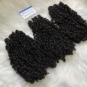 Extensiones de Cabello Humano Virgen Vietnamita 100% con Rizo Pixie, Doble Trama, Puntas Gruesas y Llenas, Color Negro Natural, Precio al por Mayor - Product Image 5
