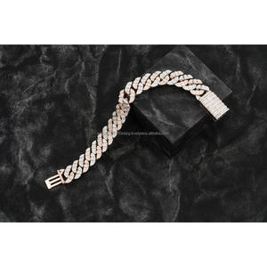 Fully <b>Iced</b> <b>Out</b> Cuban Link Bracelet with Precision Baguette Moissanite Stones and Statement Jewelry - Product Image 1