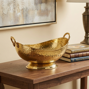 Silver Hammered Aluminum Decorative Bowl Luxury Metal Centerpiece Serving Tray Pedestal Fruit Bowl Modern Home Wedding Tableware - Product Image 2