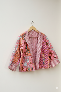 Blouson Bomber Réversible Tricoté à la Main Écologique pour Femme, Matelassé, Style Vintage, Motif Animal Kantha, à Capuche, Décontracté, Vêtement d'Extérieur Ethnique - Product Image 3
