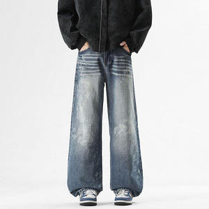 Pantalon en jean ample à jambes larges, confortable, coupe oversize, style baggy, multi-poches, en coton, personnalisable, vente en gros - Product Image 1