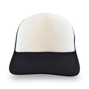 Casquette de camionneur personnalisée bicolore blanc et noir en mousse, dos en maille respirant, imperméable, réglable, avec fermeture snapback, unisexe - Product Image 6