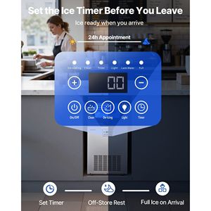 Macchina Professionale per Produzione Ghiaccio, 100 Libbre/24H, Capacità di Stoccaggio 30 Libbre, Installazione Integrata/Sottobanco, Acciaio Inossidabile - Product Image 5