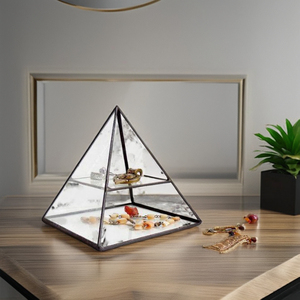 New Pyramid Shape Design Clear <b>Glass</b> <b>Terrarium</b> Black Colour Ring Box Holder for Multipurpose Best Wholesale Price for Home - Product Image 1