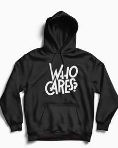 ¿Quién se importa? Sudadera con Capucha Negra para Hombre, Informal, de Algodón, con Estampado Frontal, Corte Regular, para Otoño - Product Image 1