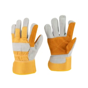 Gants de travail en cuir de vachette pleine fleur de haute qualité avec dos en coton perforé résistant à l'abrasion pour la construction et l'industrie - Product Image 1