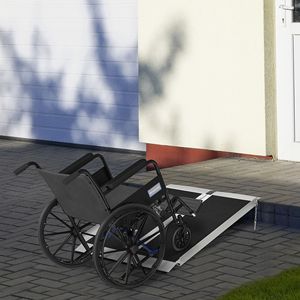 Rampa Pieghevole Singola in Alluminio da 90 cm per Sedia a Rotelle con Maniglia Nera - Dispositivo Ausiliario per l'Accesso di Scooter per la Mobilità - Product Image 2
