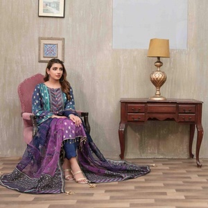 Venta al por mayor de 3 piezas Salwar Kameez para mujeres indio paquistaní étnico señoras Punjabi costura larga de algodón trajes de césped fiestas niñas - Product Image 4