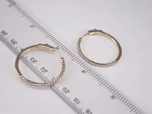 Pendientes de Aro de Moissanita, Plata de Ley 925, Chapados en Oro Blanco, Corte Brillante Redondo Vintage, Joyería de Lujo para Mujer, para Bodas - Product Image 3