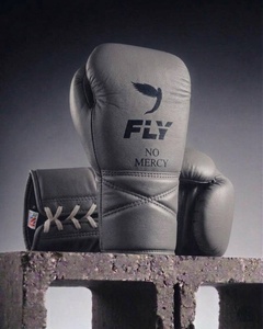 Gants de boxe réglables à lacets en cuir violet pour hommes et femmes, design Fly No Mercy, pour adultes - Product Image 5
