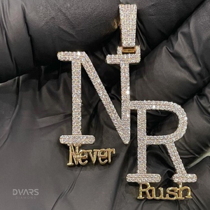 Pendentif Personnalisé Lettre Initiale Glacée Bling Hip Hop en Argent Sterling 925 Plaqué Or 18K avec Moissanite de Luxe Sertie Griffe - Product Image 3