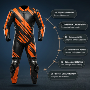 Traje de Motociclismo de Cuero con Certificación CE, Blindado, Resistente al Viento, Impermeable y Transpirable, Unisex, Verano/Invierno, Personalizado OEM ODM - Product Image 4