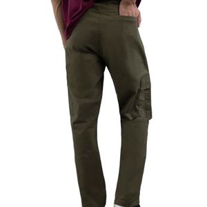 100% Cotton Lightweight Canvas <b>Men</b> Casual Pants Custom logo Elastic Waist Top Quality Plus Size Multi-pocket <b>Baggy</b> Cargo Pants - Product Image 4