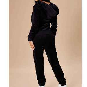 Tissu de qualité supérieure et à séchage rapide, taille standard, respirant, ensemble de survêtement en velours deux pièces avec taille élastique - Product Image 5