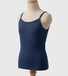 <b>Women's</b> <b>Navy</b> <b>Blue</b> Ribbed Knitted Tank <b>Top</b> O-Neck Solid Color Minimalist Style Casual Wear - Product Image 5