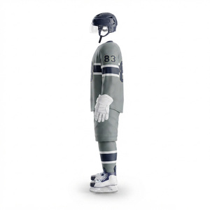 Ensemble uniforme de hockey sur glace pour homme adulte, maillot et pantalon sublimés respirants, sans manches, col en V, anti-humidité, motif camouflage à pois - Product Image 4