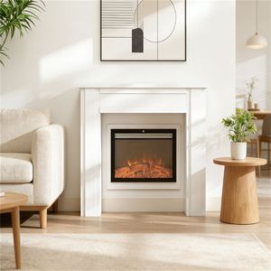 Elegante Chimenea Blanca Independiente Moderna con Accesorios para el Hogar - Product Image 1