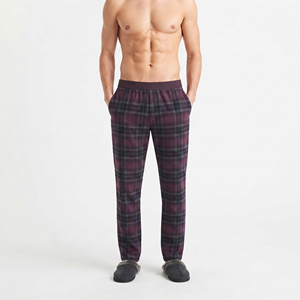 Pantalon de pyjama en flanelle à carreaux pour homme, taille élastique, 100% coton, pantalon de pyjama à carreaux pour homme, vêtements de nuit en flanelle avec poche - Product Image 3
