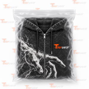 Men Acid Washed Zipper Hoodie 400GSM Soft Cotton Fleece Street Style Hoodie Custom OEM Private Label Factory - Product Image 6