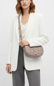 Genuine Leather Quilted crossbody bag for women with gold <b>lock</b> flap closure classic style all season daily use - Product Image 5