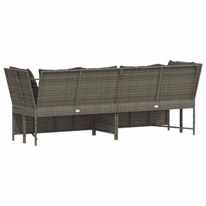 Canapé de jardin en rotin PE gris et acier thermolaqué, matériau polyester durable - Product Image 6