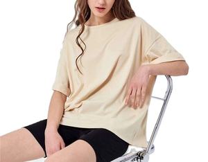 Camiseta informal de alta calidad para mujer, camiseta de manga corta con cuello de pico 150 GSM, Logo personalizado, 100% algodón - Product Image 2