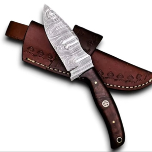 มีดเดามัสกัสสตีล ใบมีดคงที่ สำหรับตั้งแคมป์และล่าสัตว์ ด้ามไม้โรสวูด ใบมีดทรงดรอปพอยต์ ด้ามจับแบบฟูลแทง ความยาวรวม 203 มม. รองรับ OEM/ODM - Product Image 1