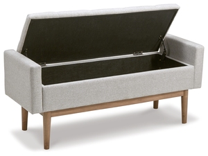 Modern Light Gray Eco-Friendly Adjustable Fabric Bench <b>with</b> Tufted Upholstery Wood Legs <b>Storage</b> Ottoman - Product Image 6