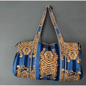 Large Cotton Weekender Travel Duffle <b>Bag</b> Custom Quilted Foldable Durable Sports Zipper Women Carryall Floral Printed <b>Overnight</b> - Product Image 5