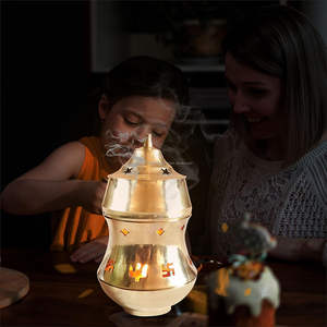 Kapoor dani multifonction en laiton avec lampe de nuit, diffuseur d'arômes, brûleur à bakhoor, brûleur d'encens - Product Image 4
