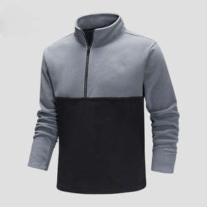 Men's Quarter Zip Fleece Sweatshirt Color Blocking Stand Collar Regular Fit Autumn Casual Wear - Product Image 1