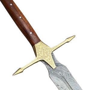 Couteau à manche en bois avec capuchon en laiton, finition décorative à motif diamant - Product Image 4