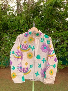 Premium for <b>Velvet</b> Embroidery Bomber <b>Jacket</b> for <b>Men</b> & Women Autumn Purple Teal Mustard Floral | Handmade Boutique Fashion - Product Image 4