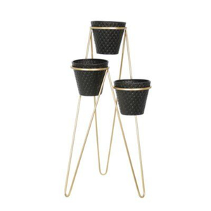 Pot de fleurs en fonte gris de grande qualité avec pieds en bois, design ovale estampé, parfait pour la décoration intérieure et extérieure. - Product Image 3