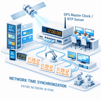 Système de synchronisation horaire réseau NTP pour l'industrie et les installations |   Système d'horloge maîtresse à affichage LED 14 chiffres, disponible en version OEM